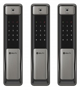 картинка Врезной электронный дверной замок Solity GSP-2000BK Dark Silver с отпечатком пальца от магазина Строй Маркет